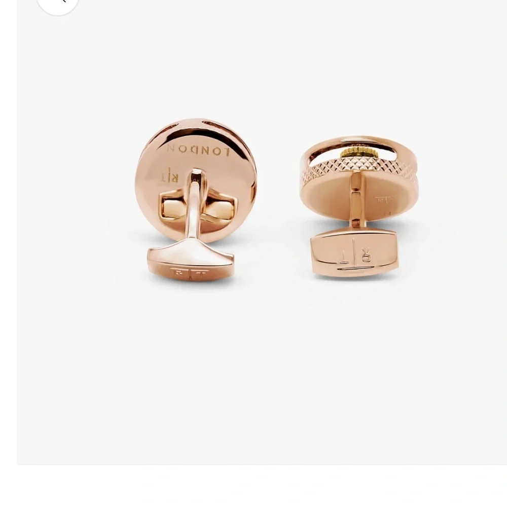 Tateossian London Round Gear Cufflinks Rose Gold Finish